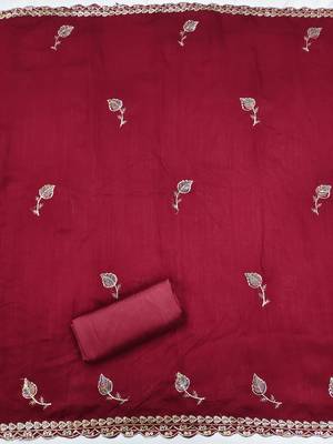  maroon embroidery vichitra cotton dress material 4