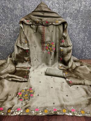  green embrodiery barbari silk dress material 2