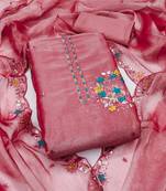 Women's pink embrodiery barbari silk dress material