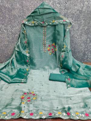  sea green embrodiery barbari silk dress material 2