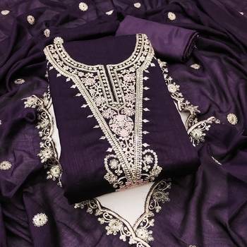  purple embrodiery silk dress material 1