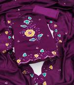 Women's purple embrodiery silk dress material