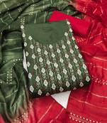 Women's green embrodiery zora silk dress material