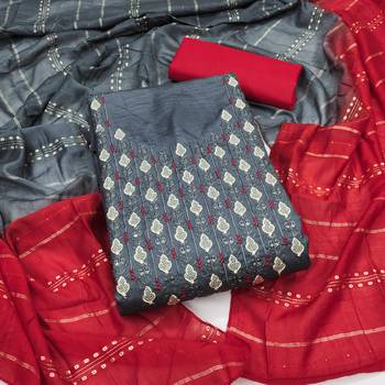  grey embrodiery zora silk dress material 1