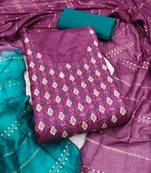 Women's levender embrodiery zora silk dress material