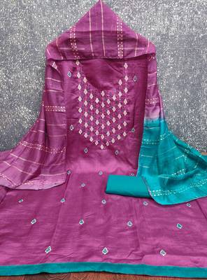 levender embrodiery zora silk dress material 2
