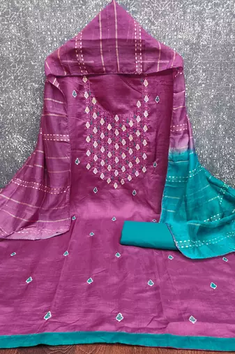  levender embrodiery zora silk dress material