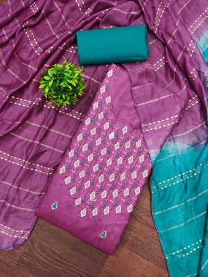  levender embrodiery zora silk dress material 3
