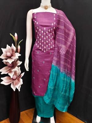  levender embrodiery zora silk dress material 4