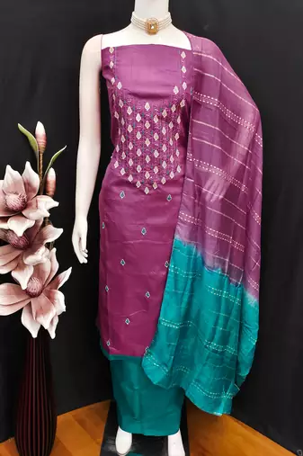  levender embrodiery zora silk dress material