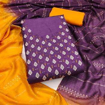  purple embrodiery zora silk dress material 1