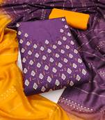 Women's purple embrodiery zora silk dress material