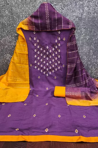 purple embrodiery zora silk dress material