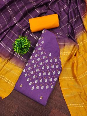  purple embrodiery zora silk dress material 3