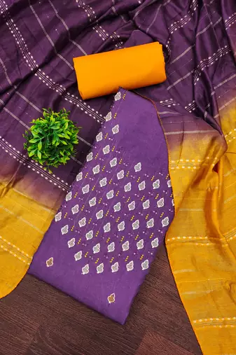  purple embrodiery zora silk dress material