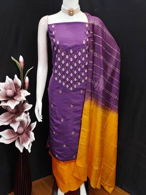 purple embrodiery zora silk dress material 4