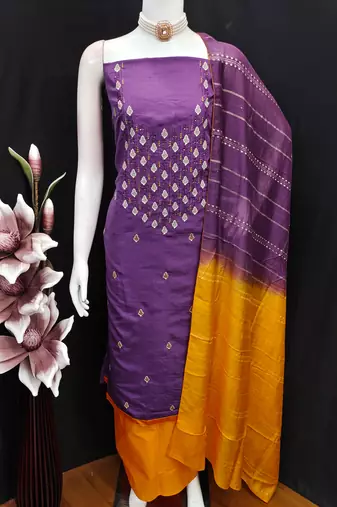  purple embrodiery zora silk dress material