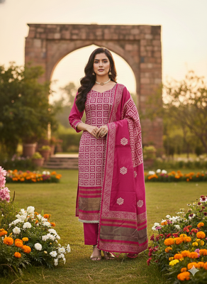  multi print jacquard gajji silk dress material 1