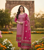 Women's multi print jacquard gajji silk dress material