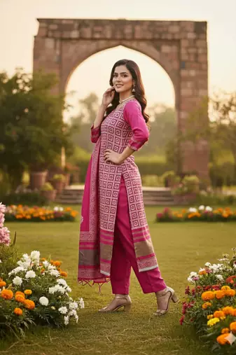  multi print jacquard gajji silk dress material