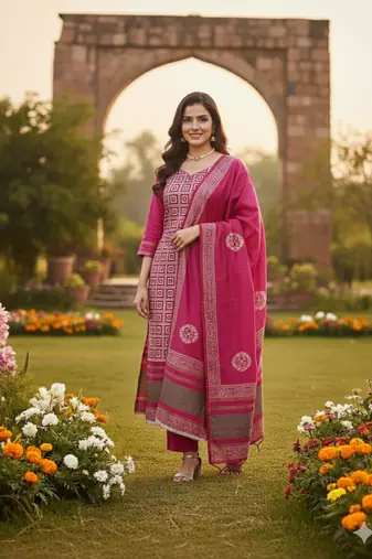  multi print jacquard gajji silk dress material