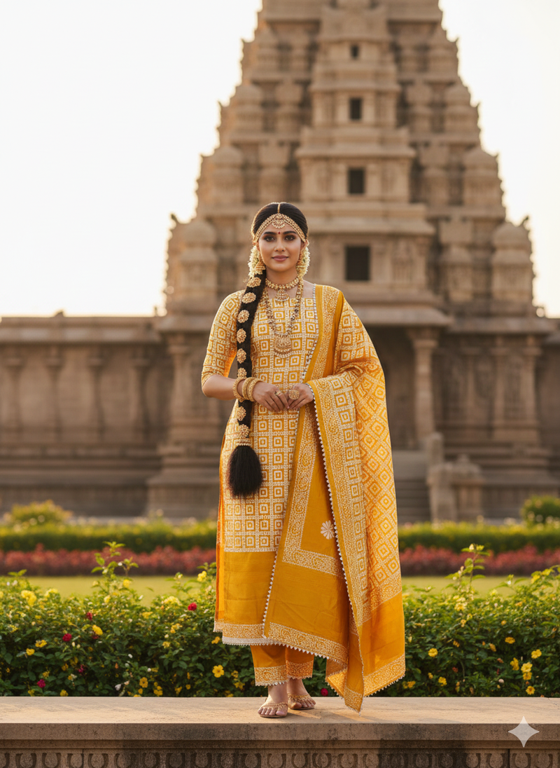 Women's multi print gajji silk dress material