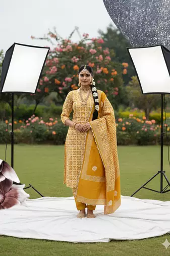  multi print gajji silk dress material