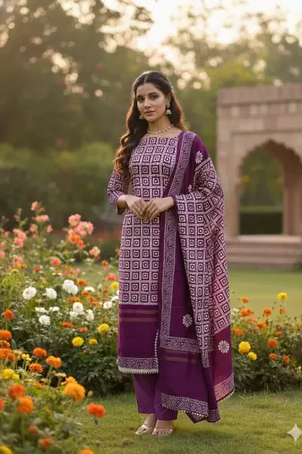 Women's multi print jacquard gajji silk dress material