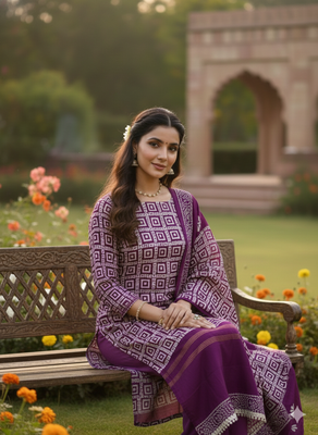  multi print jacquard gajji silk dress material 4