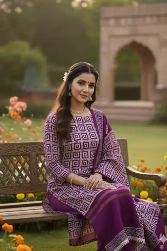  multi print jacquard gajji silk dress material