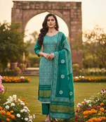 Women's multi print jacquard gajji silk dress material