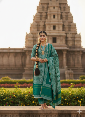  multi print jacquard gajji silk dress material 2