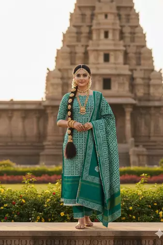  multi print jacquard gajji silk dress material