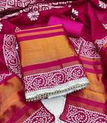 Women's multi print jacquard gajji silk dress material