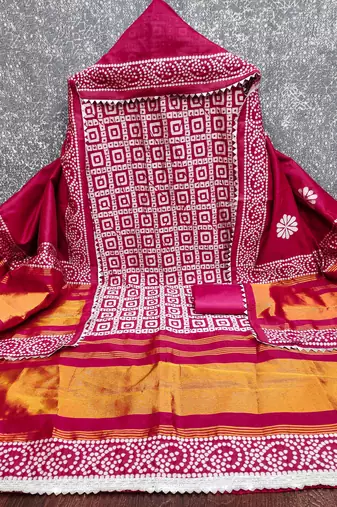  multi print jacquard gajji silk dress material