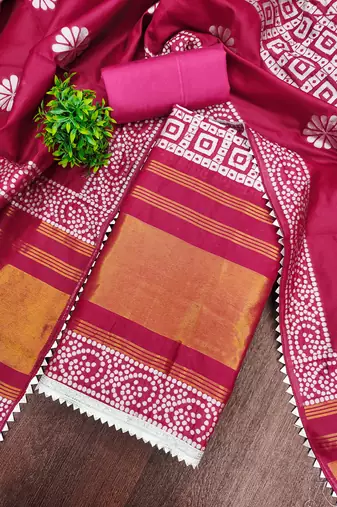  multi print jacquard gajji silk dress material