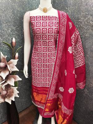  multi print jacquard gajji silk dress material 4