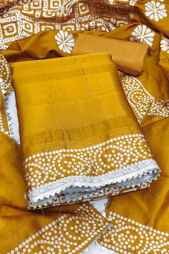 Women's multi print jacquard gajji silk dress material