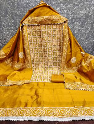  multi print jacquard gajji silk dress material 2