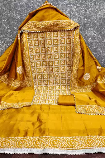  multi print jacquard gajji silk dress material