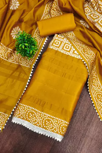  multi print jacquard gajji silk dress material