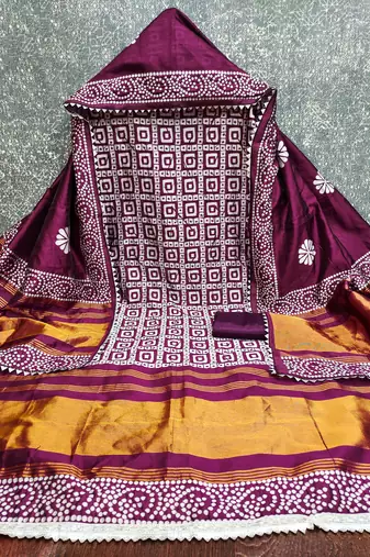  multi print jacquard gajji silk dress material