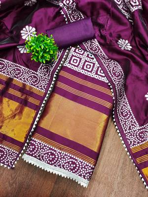 multi print jacquard gajji silk dress material 3