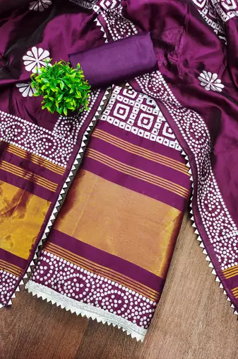  multi print jacquard gajji silk dress material
