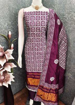  multi print jacquard gajji silk dress material 4