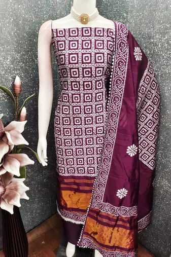  multi print jacquard gajji silk dress material
