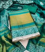 Women's multi print jacquard gajji silk dress material