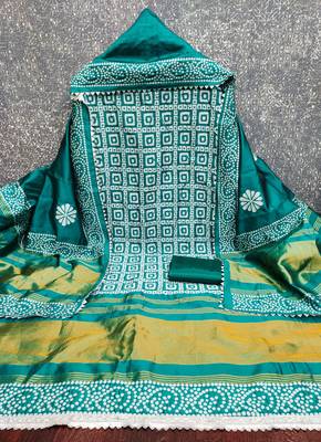  multi print jacquard gajji silk dress material 2