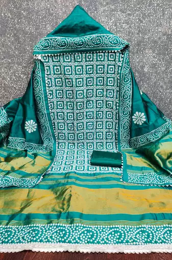  multi print jacquard gajji silk dress material