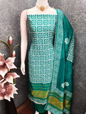  multi print jacquard gajji silk dress material 4